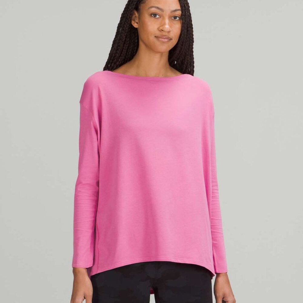 Lululemon Back in Action Long Sleeve Shirt Pink Blossom size 8